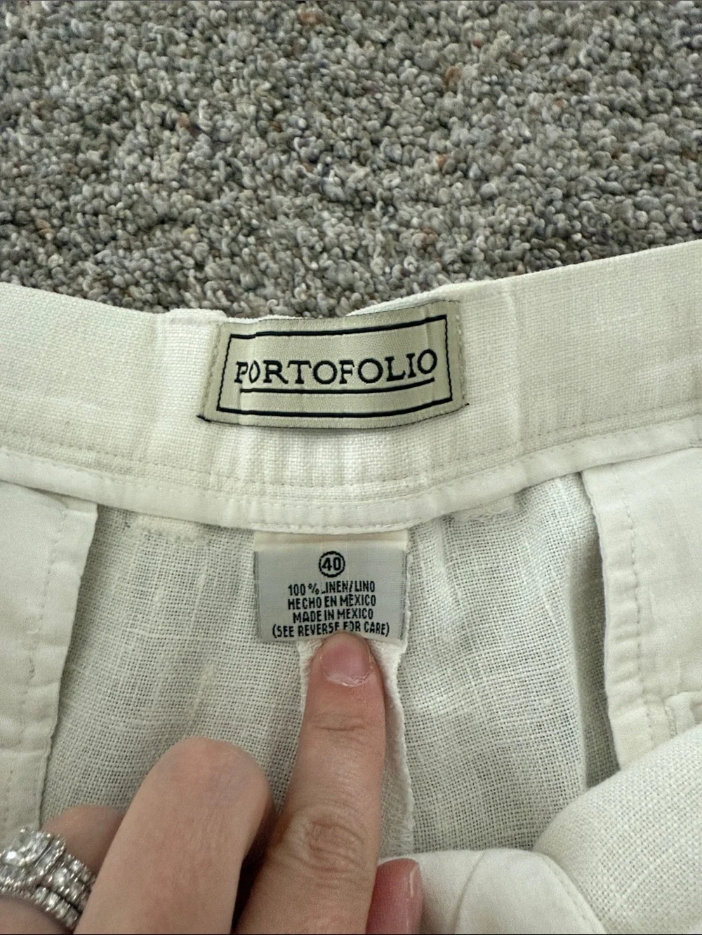 Portofolio Men's Cream Linen Straight-Leg Pants size 40